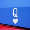 Transparent Decal Stickers of Q of Hearts (White) Premium Waterproof