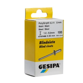 Gesipa Mini-Pack PolyGrip Aluminium/Nirosta 3.2 x 8 mm, 1 Piece, (1464835) Stainless Steel Blind Rivets, Silver, Set of 100
