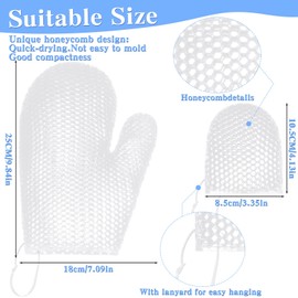 Vesici 2 Pcs Honeycomb Exfoliating Glove Set Exfoliating Bath Mitt Honeycomb Face and Body Scrubber Shower Mitt Sponges for Cleaning Body Shower Face Skin Beauty Spa(White)