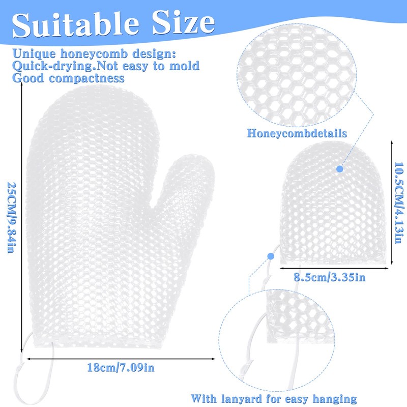 Vesici 2 Pcs Honeycomb Exfoliating Glove Set Exfoliating Bath Mitt