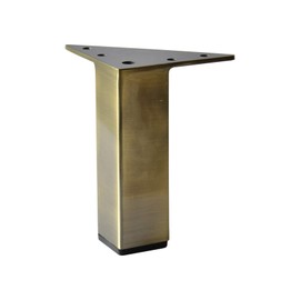 Alpha Furnishings Antique Brass 5 Inch Square Metal Furniture Legs Sofa Couch Cabinet Feet Replacement Bookcase Bathroom Vanity Legs Set of 4 pc