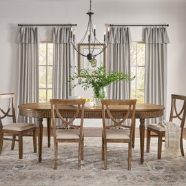 Mercantile Drop Cloth Curtain Panel, Light Filtering Ring & Tab Top with Attached Valance, 108 in Long x 50 in Wide, Farmhouse Single Window Panel, Bedroom, Living Room & Dining Room, Grey
