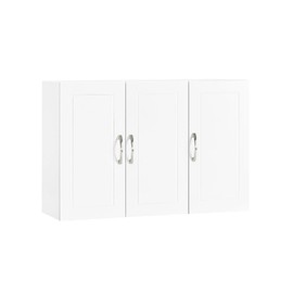 SoBuy Bathroom Kitchen Wall Cabinet, Garage or Laundry Room Wall Storage Cabinet, White Stipple, Linen Tower Bath Cabinet, Cabinet with Shelf, White FRG231-L-W