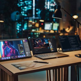 Kado Dual Portable Monitor Setup - 2-Pack 15.6" IPS Portable Monitor for Laptop 1080p Triple Monitor Extender, 1920x1080 HDMI USB-C Built-in Speakers, Stacked Monitor Setup Office Gaming Daytrading