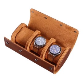 Estuchelandia Estuche De Viaje Elegante De Cuero Para Relojes 3 Ranuras