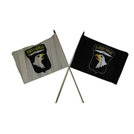 AES 12x18 12"x18" Wholesale Combo Black & White 101st Airborne Division Stick Flag