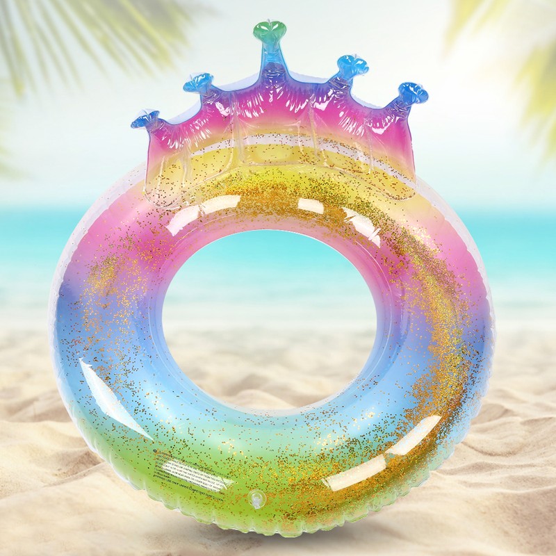 Inflatable Circle Thickened Large Queen Crown Sequins Swimming Ring Lifebuoys