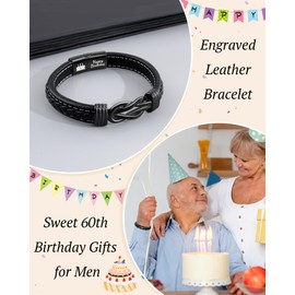 GBTBYS 60th Birthday Gifts for Men, 60 Year Old Birthday Bracelet Decorations Him Son Husband Boyfriend Dad Brother Uncle