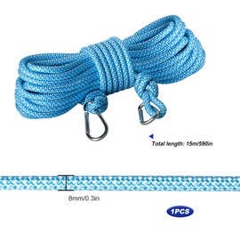 Washing Line Rope 15m Polyester Rope 8mm Clothes Line Multipurpose Strong Rope Laundry Line for Outdoor Indoor Laundry Drying, Garden, Camping (15M Blue)