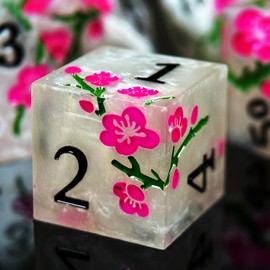 HAOMEJA Resin Flower Dice Set 7pcs/ Sharp Edged Polyhedral Dice/Apply to RPG-MTG/D&D/DND/Role Playing Table Game/Easter/Halloween Party Gift (White)