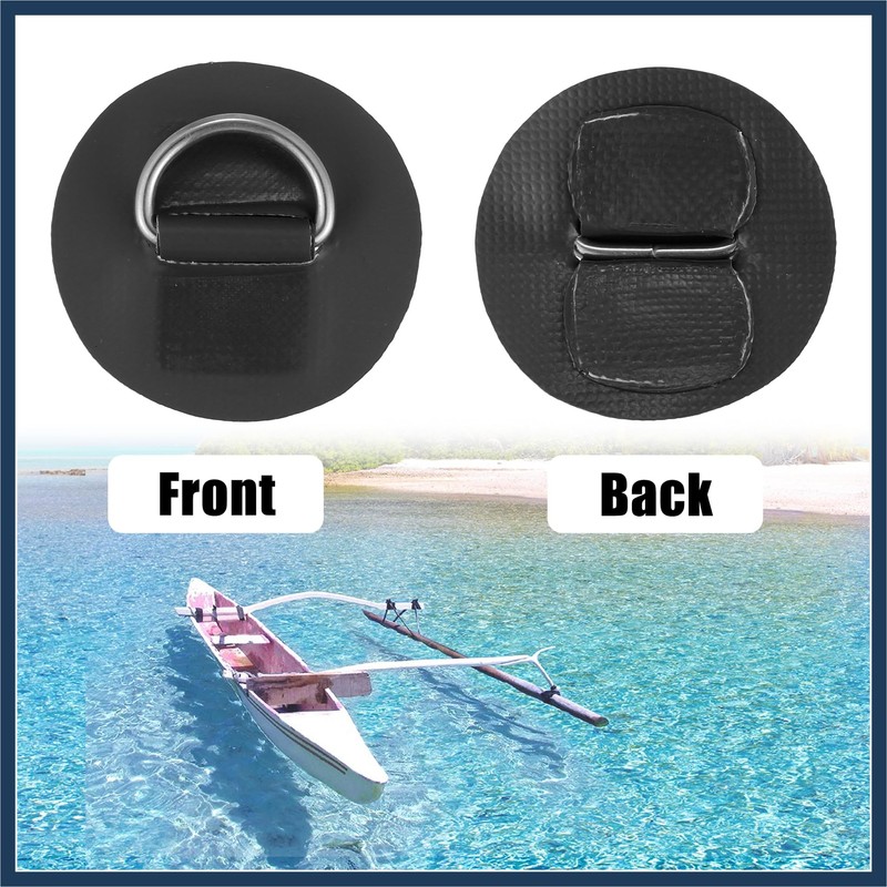 INFINAUTO 6pcs 6cm Black D Ring Patch PVC Stainless Steel