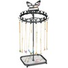 NiHome Butterfly Rotating Jewelry Organizer with 18 Hooks, 26 Earring