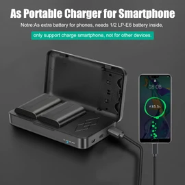 JYJZPB LP-E6N Battery Charger Case, 2-Pack LP-E6 Batteries Compatible with Canon EOS 5D Mark II, III, 5DS, 5DS R, 60D, 6D Mark II, 7D, 7D Mark II, 70D, 80D, R5, R6 Digital Cameras