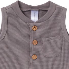 Modern Moments by Gerber Baby Boys' Sleeveless Romper, Medium Grey, 3-6 Months