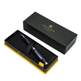 Free Engraving Luxury Pen Cross Coventry Ballpoint Laser Engraving Personlisation Customisation Unique Gift With Gift Box & Gift Bag (Blue & Chrome)