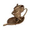 Creative Co-Op Mouse-on-Leaf Cast Metal Taper Holder, Antique Gold