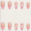 Almond Press on Nails Medium Fake Nails Pink French Tip