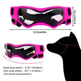 Dog Goggles for Small Breeds, Windproof Anti-Fog Dog Sunglasses Adjustable Puppy Sunglasses for Small Medium Dogs Outdoor Riding Driving Protective Eyewear (Pink)