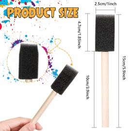 4 Pieces Foam Brush Small Size Foam Sponge Brush Wooden Handles Sponge Foam Brush Painting Foam Brush Tool in Black for Acrylic, Art, Varnishes, Crafts, Stains