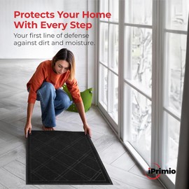 SlipToGrip Universal Entryway Door Mat - 42 x 35 Inch Plaid Floor Mat for Indoor and Outdoor Use - No-Slip, Washable, Patio, or Garage