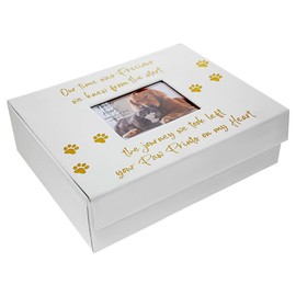 Pavilion Gift Company - Paw Prints On My Heart - Memory Box With 5" x 4" Photo Holder Loss Of Pet Cat Dog Bereavement In Memory