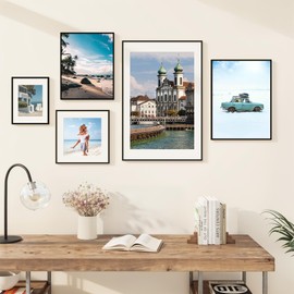 RICHFOCUS 16 x 20 Picture Frame with Mat for 11x14|16x20 Frame Black|Metal Aluminum 20x16 Picture Frames for Wall with Tempered Glass Hanging Hardwares Included, Set of 1