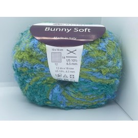 Bunny Soft #80 Seascape - Blues, Greens Berlini Microfiber Nylon Puffy Long and Short Eyelash Novelty Yarn - 50 Grams (1.76 Ounces) 73 Meters (80 Yards)