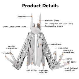 Multitools, Mini Multitool Plier, Portable Multi Tool Pliers, Foldable Multitool Tool for Camping, Hiking, Repairing with Carry Bag – Good for Dad Men