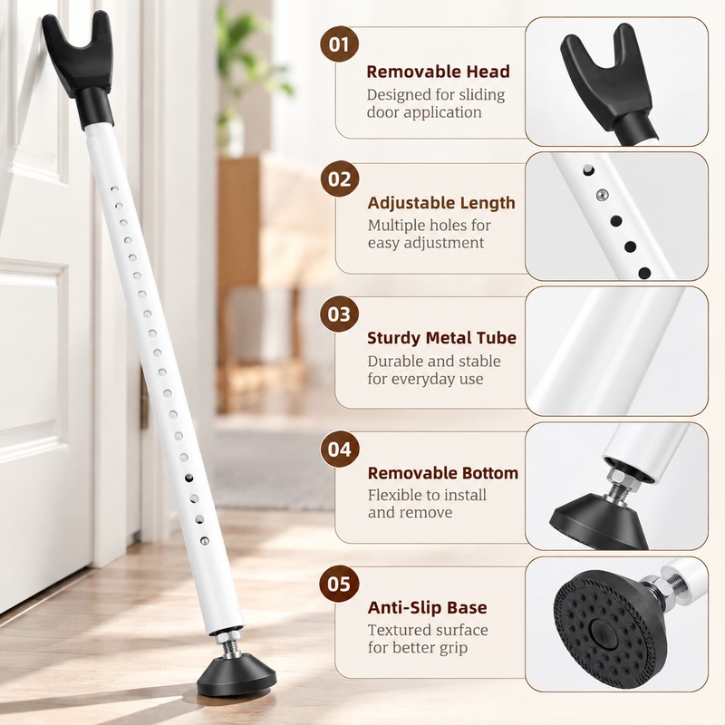 Adjustable Door Security Bar for Sliding Patio Doors – 44–55