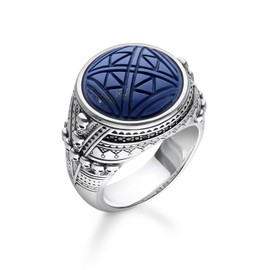 Thomas Sabo Unisex Ring Ethnic Skulls Blue 925 Sterling Silver, Blackened TR2204-534-1