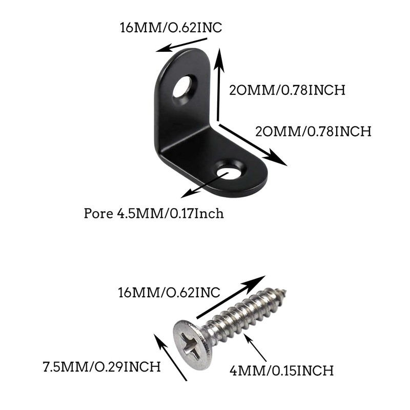 24Pcs L Brackets Corner Bracket Sets, 90 Degree Right Angle