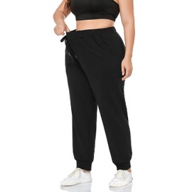 ZERDOCEAN Women's Plus Size Fleece Lined Sweatpants Relaxed Fit Workout Athletic Jogger Fleece Pants Black 4X