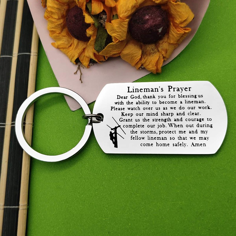 Father's Day Gift Lineman Gift Lineman Prayer keychain Gifts for