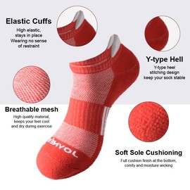 JOYNÉE Men’s Athletic Socks Low Cut Cushion Running Socks Breathable Comfort for Sports 6 Pack,Multicolor,Sock Size 10-13