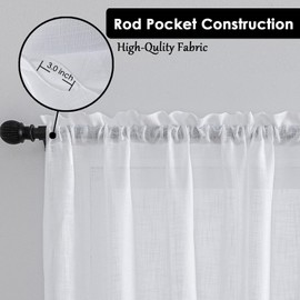 Beda Home Tassel Linen Textured Swag Valances for Farmhouses’ Kitchen; Light Filtering Rustic Short Swag Topper for Small Windows Bedroom Privacy Added Rod Pocket Design, White, 36 x63 inch, 1 Pair
