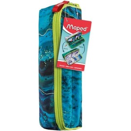 Maped - XXL basic pencil case - with XXL opening: easy to find and remove the pens - resistant polyester - can be painted with coloured and felt tip pens - large zip - blue