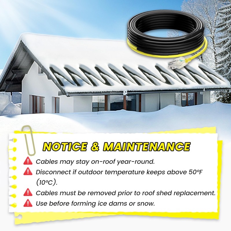 30 FT Industrial Grade Gutter Heater Cable, YeloDeer Heat Tape