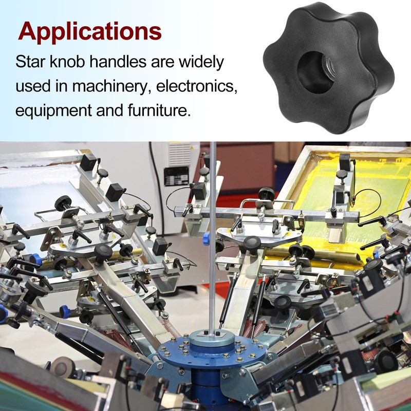 HARFINGTON 4pcs Star Knobs M12 Female Thread 48mm Head Plastic