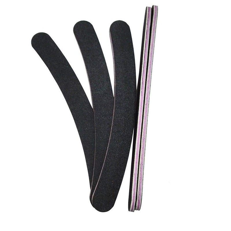 EuBeCos Premium Professional Nail Files Black Curved Grain 180/180 Made