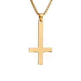 Scddboy Upside Down Cross Necklace,316L Stainless Steel Inverted Cross Pendant,Satanic Devil Jewelry for Women Men with 23.6+1.96" Adjustable Chain