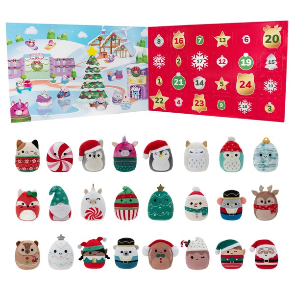 Squishville by The Original Squishmallows Holiday Calendar - 24 Exclusive 2” Festive Squishmallows - Seasonal Toys for Kids and Preschoolers - Ages 3+