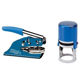 Corporate Seal Embosser and Self Inking Stamp | Combo (Blue, 2-Items)