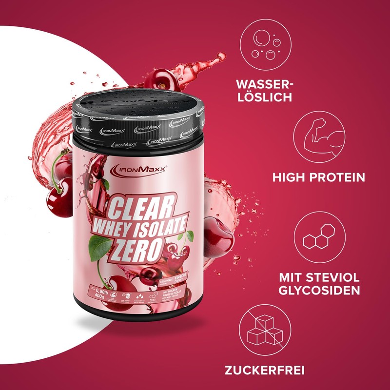 IronMaxx Clear Whey Isolate Zero - Kirsche 400g Dose |