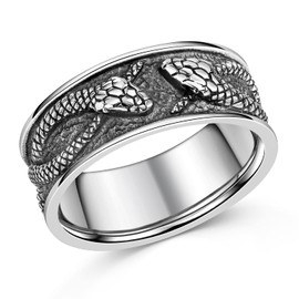 MATERIA by Matthias Wagner Antique Snake Band Ring 925 Silver for Men in 5 Sizes, Sterling Silver