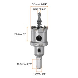 sourcing map 2pcs Metal Hole Saw Carbide Cutter 32mm / 1-1/4" Dia for Stainless Steel, Metal, Aluminum Alloy, Copper, Brass, Plastic