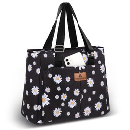 HSHRISH Women's Lunch Bag, Cool Bag, Waterproof and Leak-proof Material, Adjustable Shoulder Strap, Suitable for Adults, Women, Work, Camping, Shopping, Beach, 12 L, Daisies