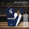 HueEase Kitchen Knife Set with Block and Build-In Sharpener,14-Piece German