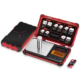 Fuzion TRI Digital Grams Scale, 200g Pocket Scale, Gram Scale Pocket Size, 6 Units with 0.01g Readability, Scale for Coin, Jewelry, Coffee, Herb, Small Scale with Tare, LCD (Red)