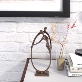 Danya B. Circle of Love Bronze Sculpture - Contemporary Home Decor - Modern and Elegant Couple Embrace of Eternal Love for Wedding, Anniversary, Birthday or Gift of Love