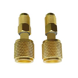 JIANZHENKEJI R410A Adapter | 5/16" Female Quick Couplers x 1/4" Male Flare for Outdoor Units Mini Split & HVAC & Central Air Conditioner System(Pack of 2) (180°)